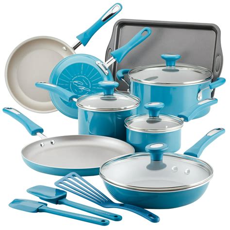 Rachael Ray Agave Blue Get high performance and durability in the kitchen with the Rachael Ray 12-Piece Cucina Hard Enamel Nonstick Pots and Pans Set. . Rachael ray pots and pans blue